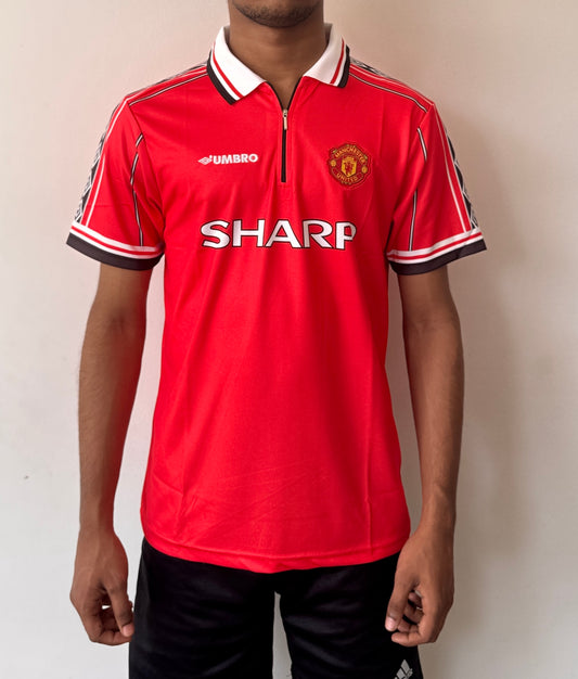 MAN UTD BECKHAM RED POLO (HALF SLEVEE ) ZIP -EMBROIDERY
