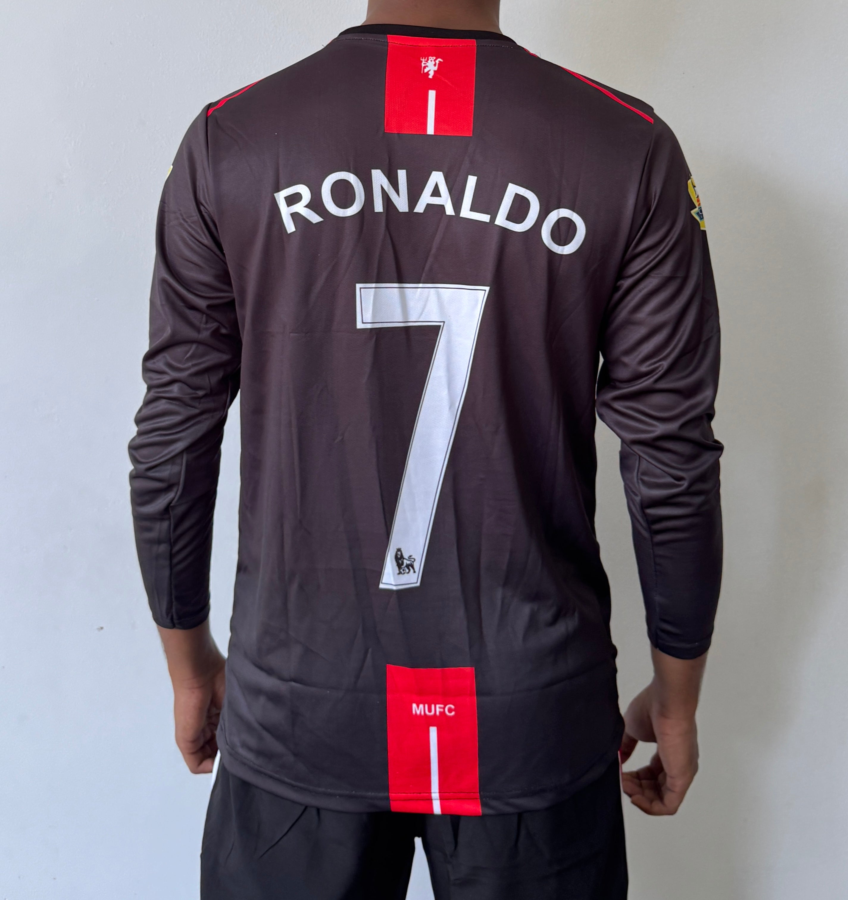 Man Utd  2007/08 Away Jersey Black  Full slevee Ronaldo #7-Embroidery