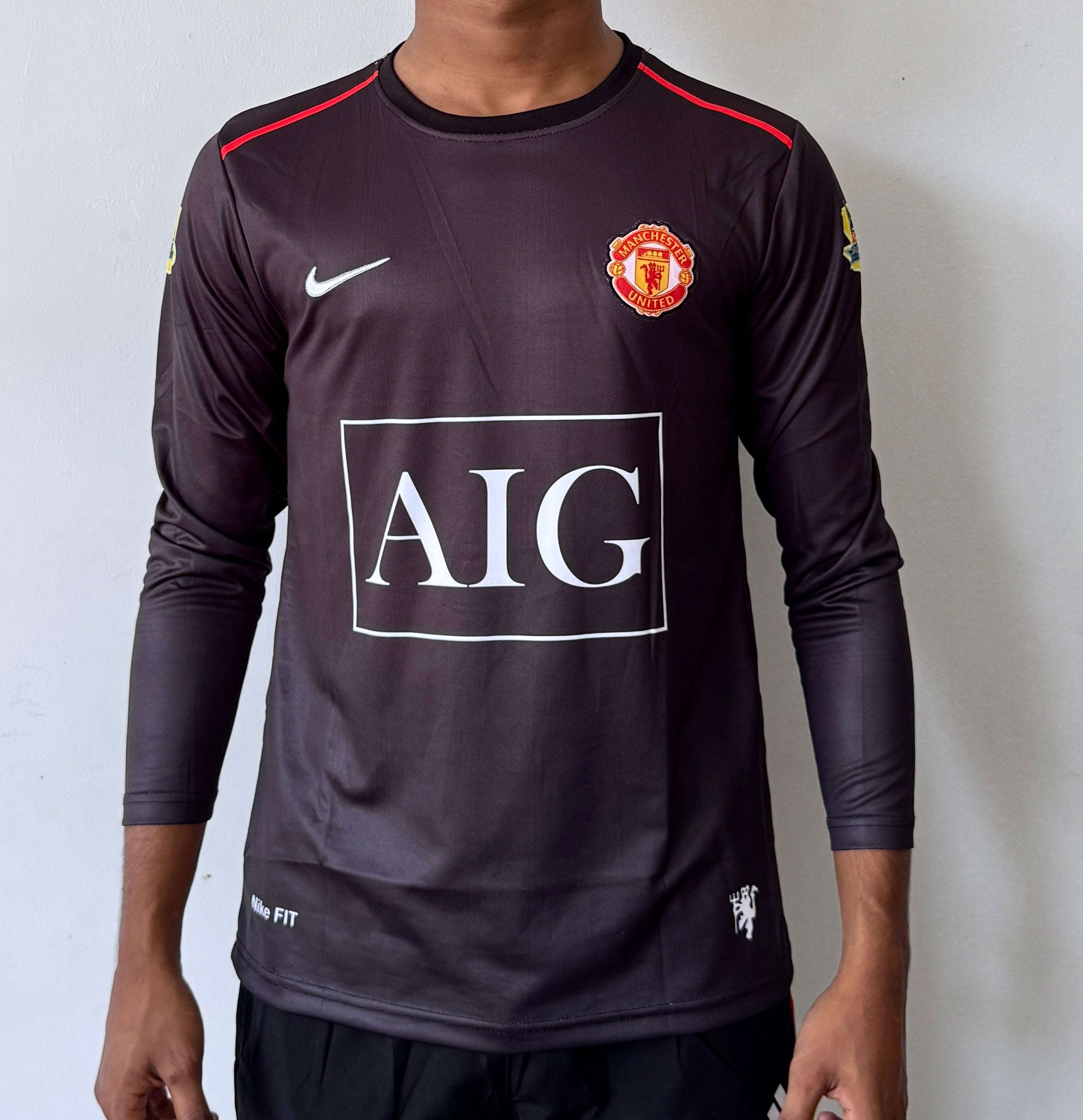 Man Utd  2007/08 Away Jersey Black  Full slevee Ronaldo #7-Embroidery