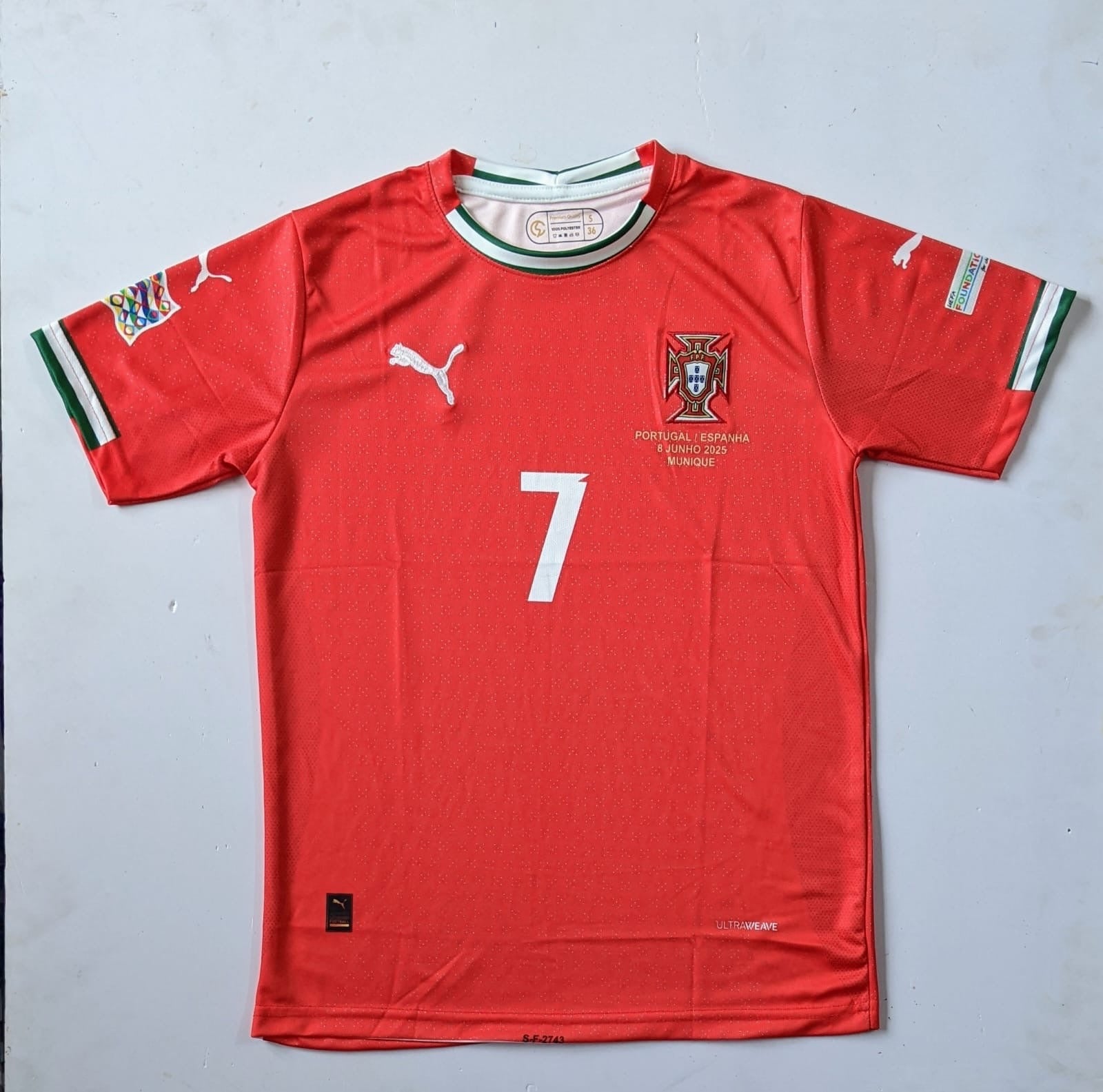 PORTUGAL FC 25/26 HOME RED HALF SLEEVE -EMBROIDERY