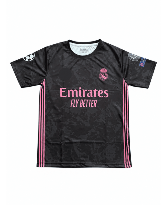 REAL MADRID 2020/21 BLACK AND PINK AWAY JERSEY- EMBROIDERY