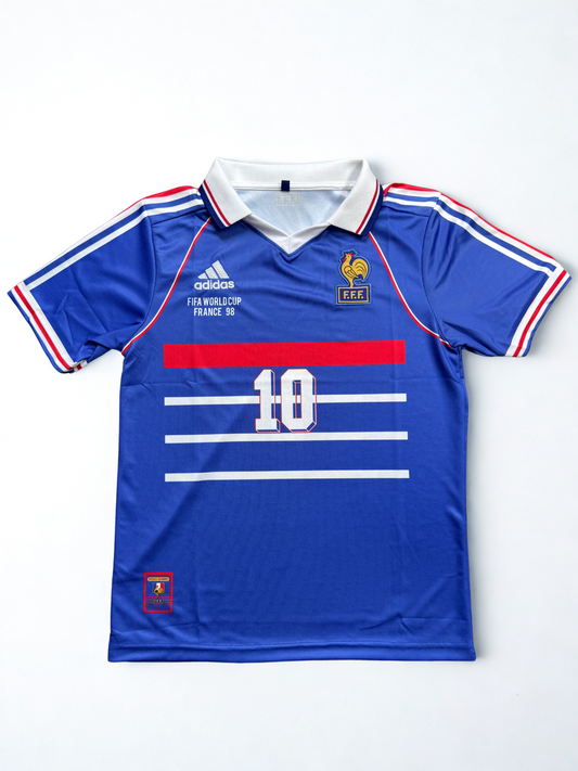 FRANCE 1998 HOME BLUE KIT ZIDANE POLO-EMBROIDERY
