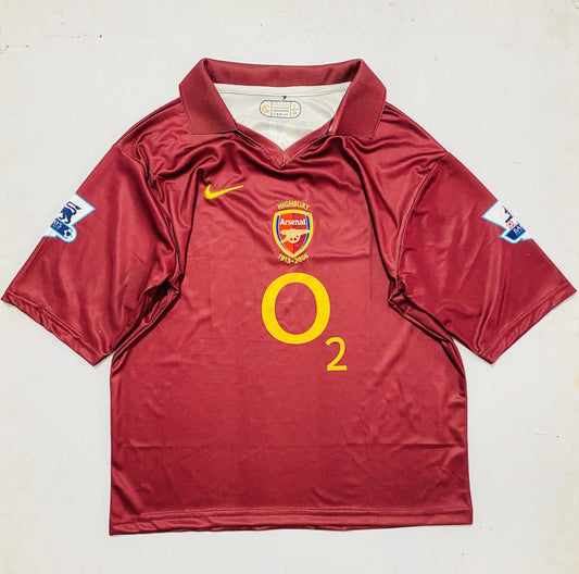 ARSENAL 2005/06 RED COLLAR FIVE SLEVEE - EMBROIDERY