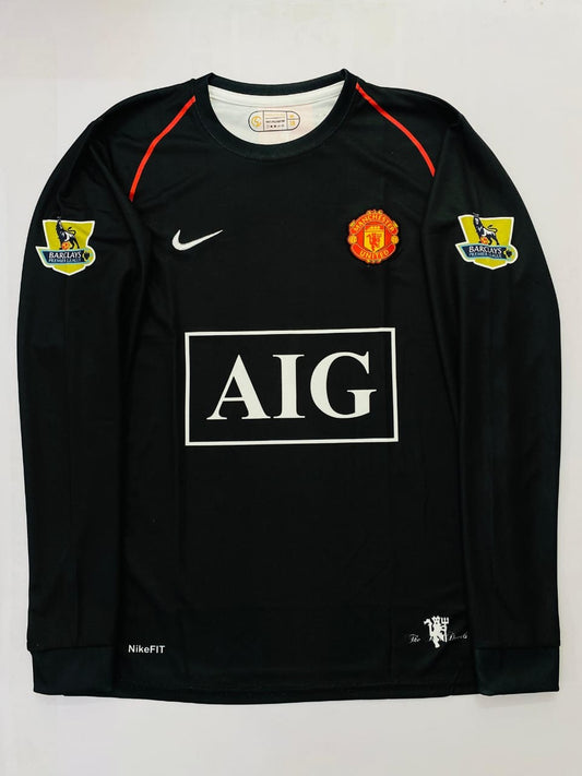 Man Utd 2007/08 Away Jersey Black Full Slevee CR7-Embroidery