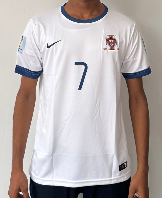 PORTUGAL 2014 AWAY WHITE RETRO JERSEY CR7-EMBROIDERY
