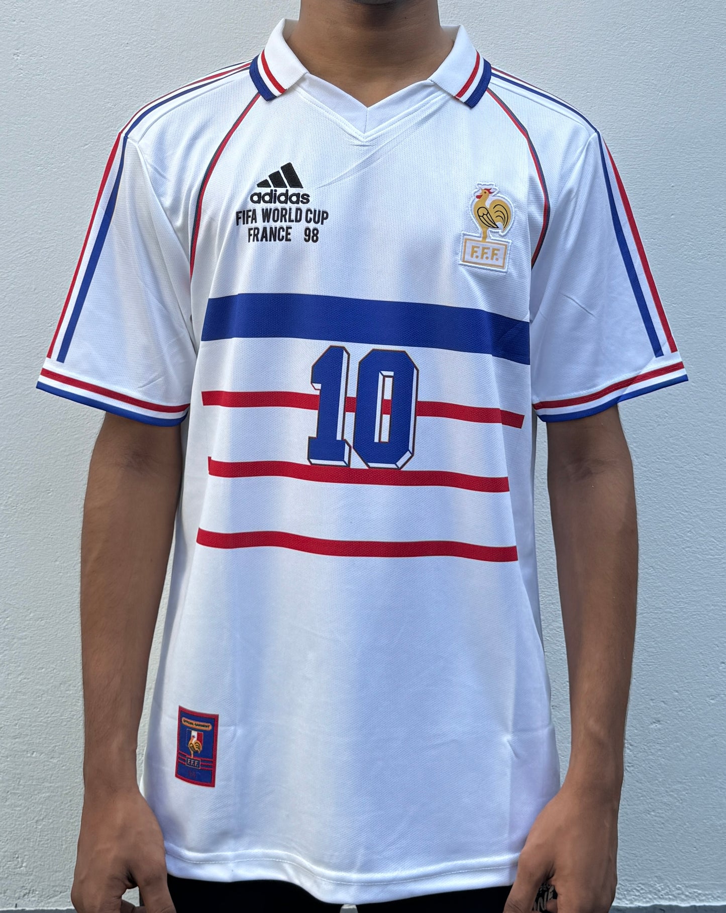FRANCE 1998 (AWAY WHITE KIT) ZIDANE POLO-EMBROIDERY