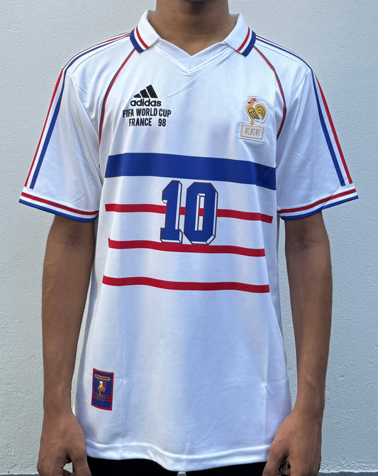 FRANCE 1998 (AWAY WHITE KIT) ZIDANE POLO-EMBROIDERY