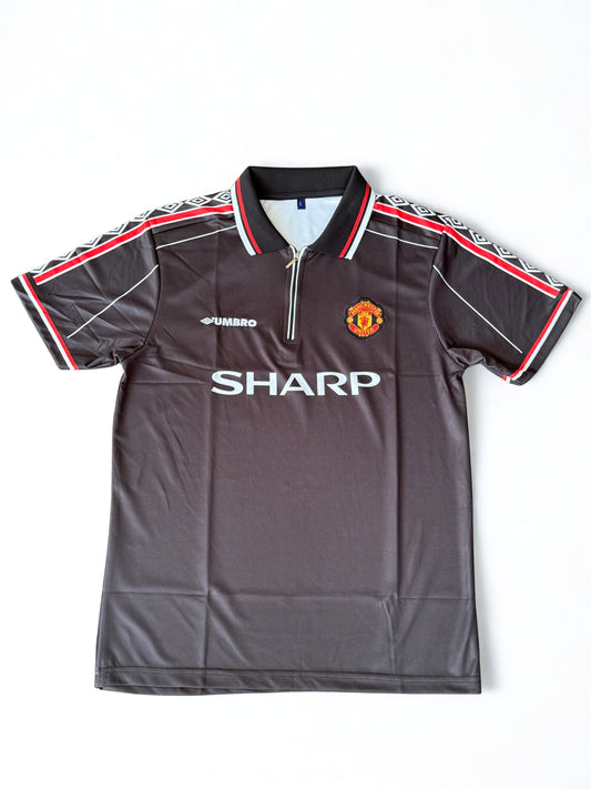 MAN UTD BECKHAM --BLACK-- POLO (HALF SLEVEE ) ZIP -EMBROIDERY