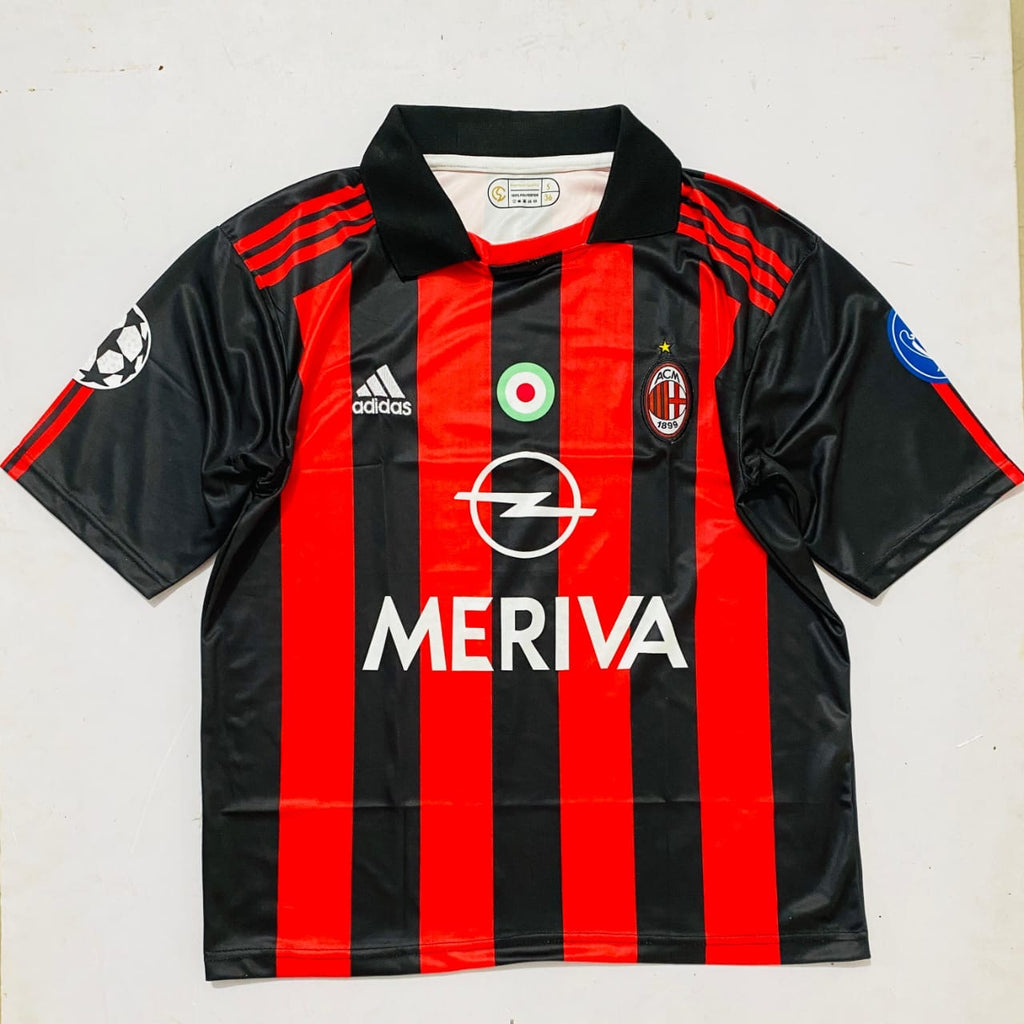AC MILAN 2003/04  HOME  RED MERIVA  POLO FIVE SLEVEE -EMBROIDERY