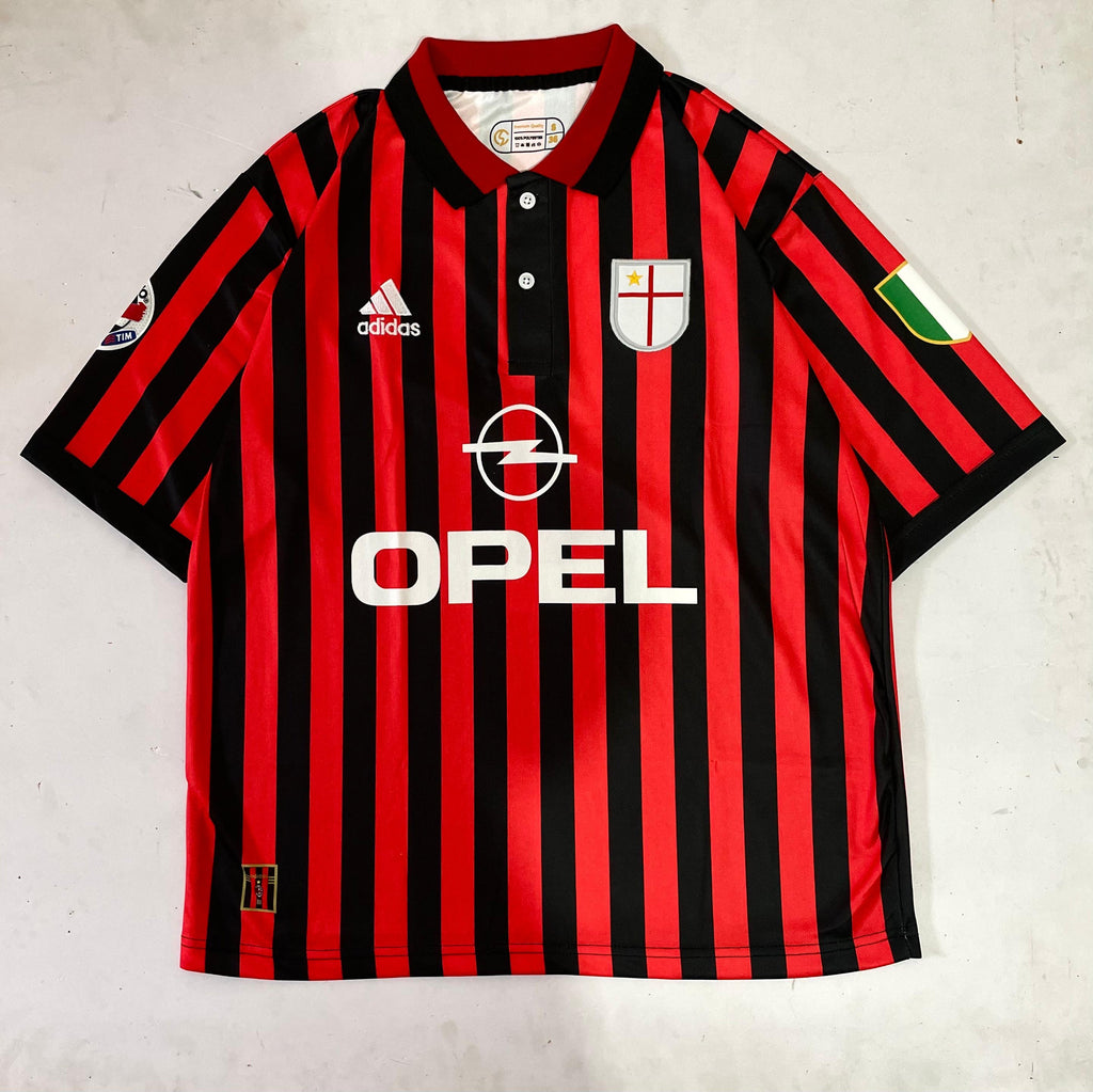 AC Milan Home 1999-2000 collared-embroidery Retro Kit.