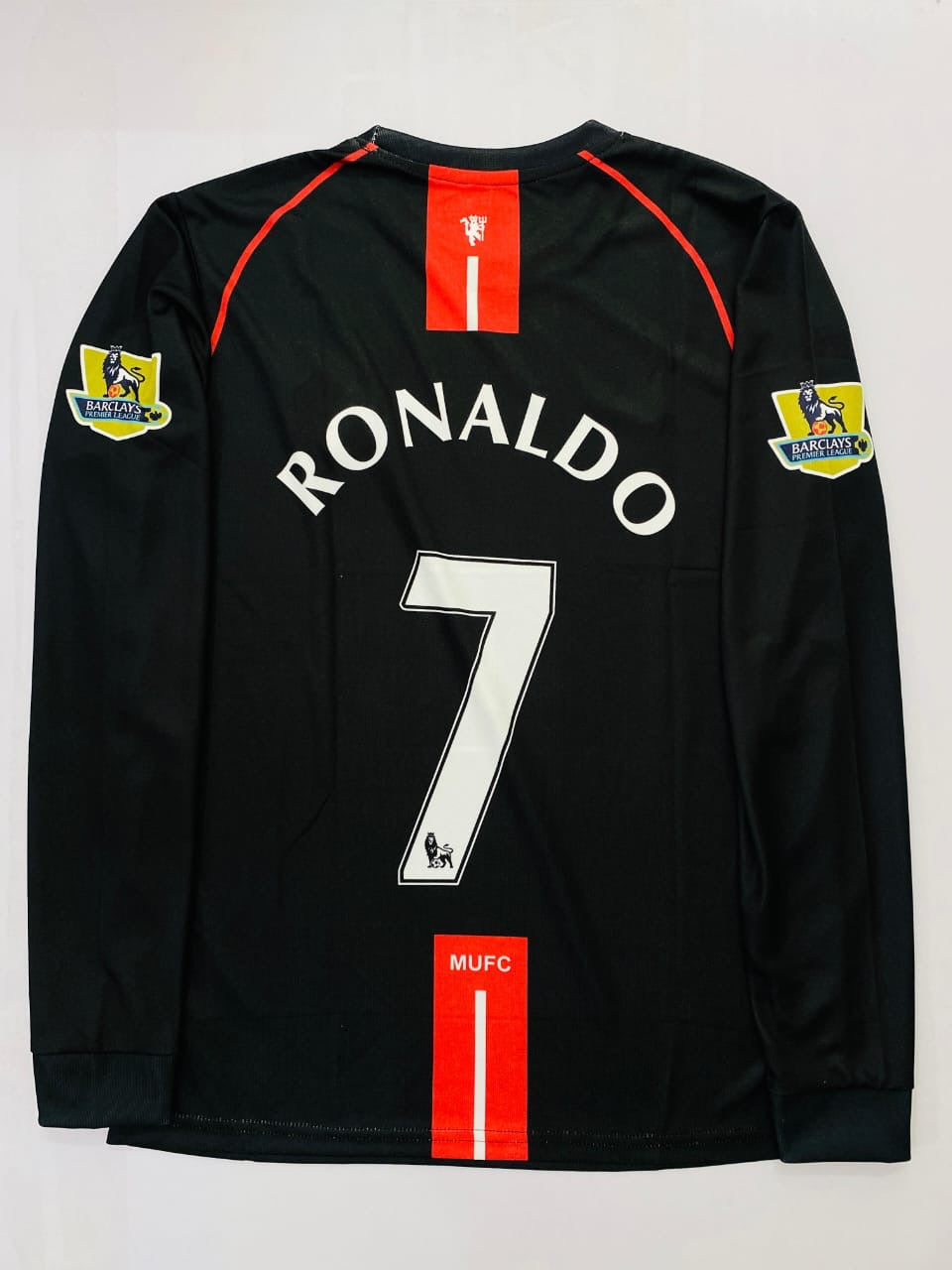 Man Utd 2007/08 Away Jersey Black Full Slevee CR7-Embroidery – Ten
