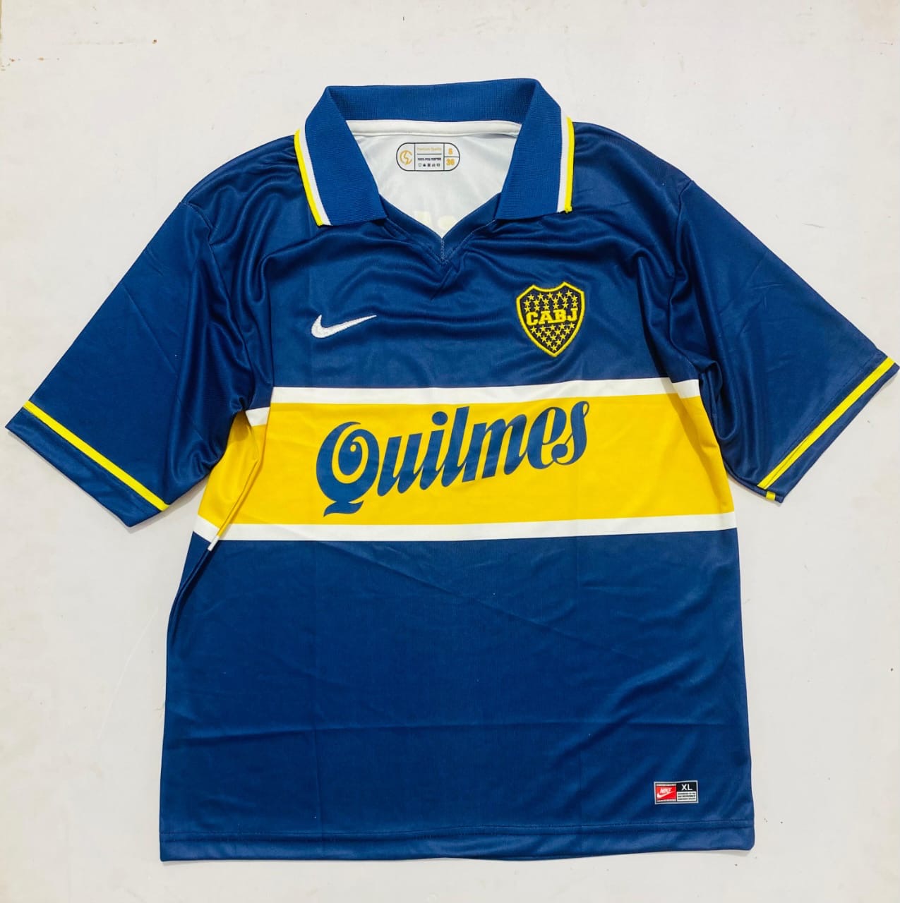 BOCA JUNIORS 1996-98 HOME POLO FIVE SLEVEE - EMBROIDERY
