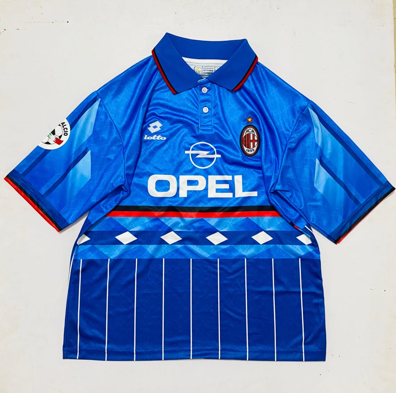 AC MILAN 1995 BLUE  COLLAR  FIVE SLEVEE - EMBROIDERY