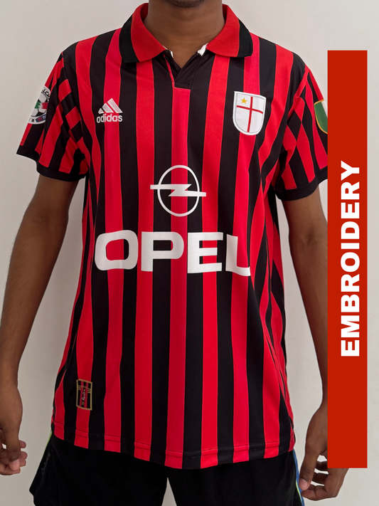 AC Milan Home 1999-2000 collared-embroidery Retro Kit.