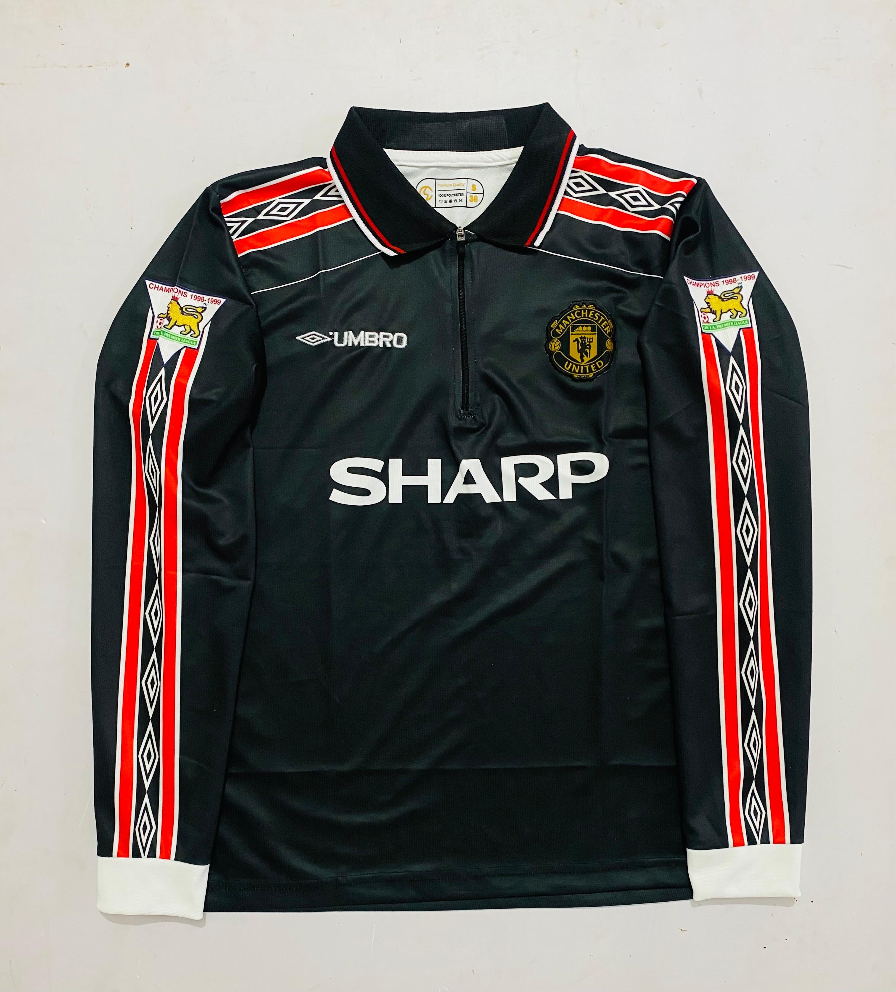 MAN UTD AWAY BLK BECKHAM POLO FULL SLEVEE ZIP -EMBROIDERY