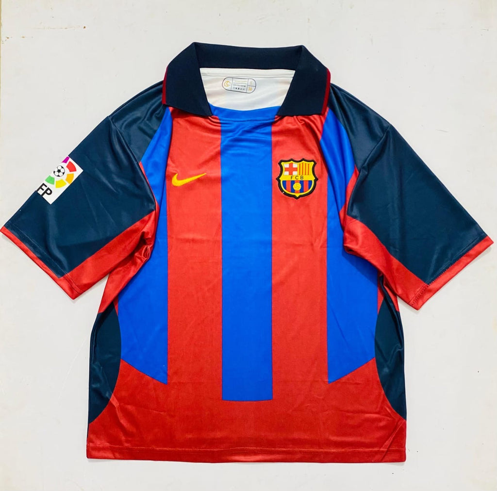 FC BARCELONA 2003/04 HOME COLLAR  FIVE SLEVEE - EMBROIDERY