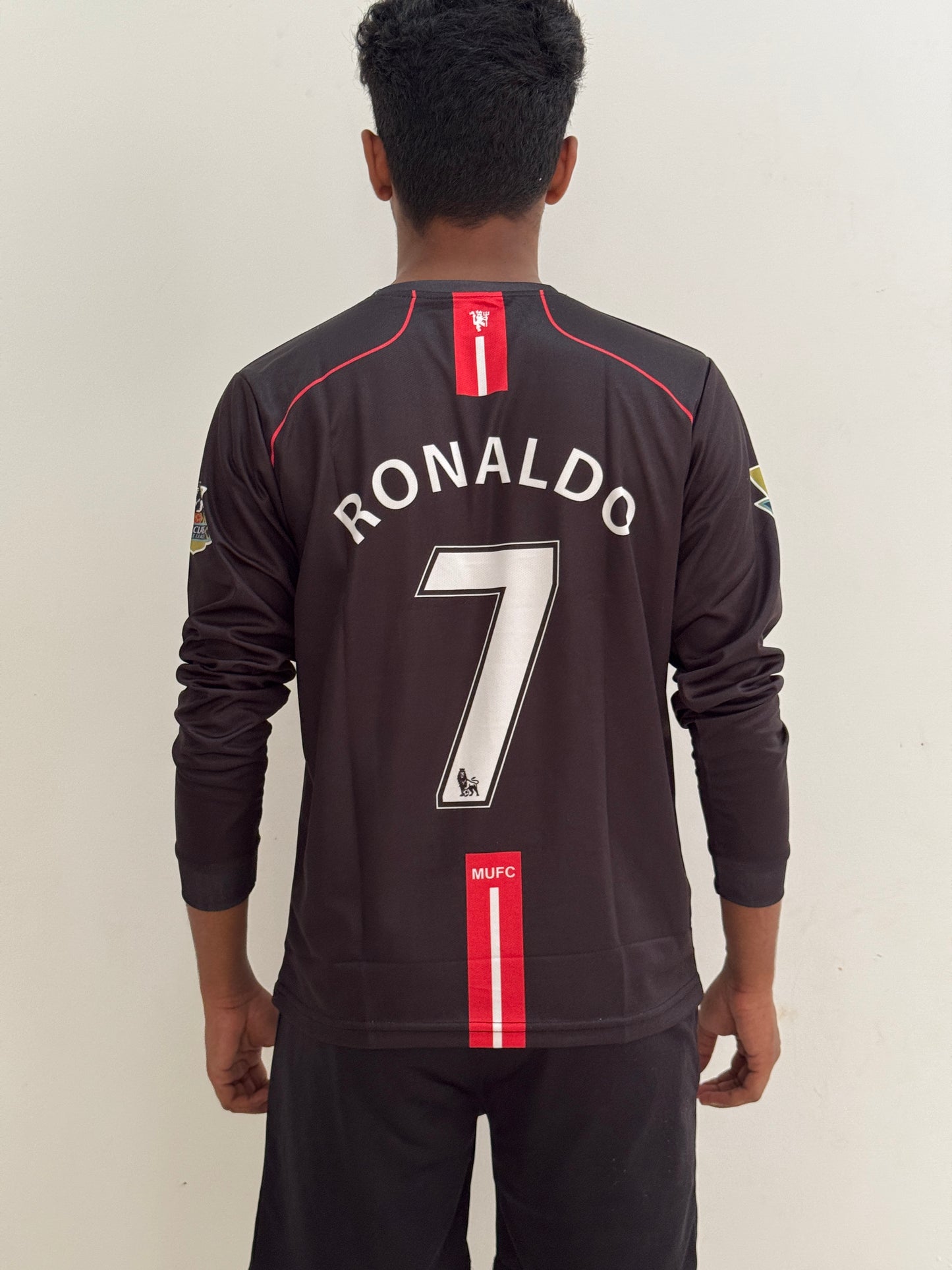 Manchester United 2007/08 Away Jersey Black  Full slevee Ronaldo #7
