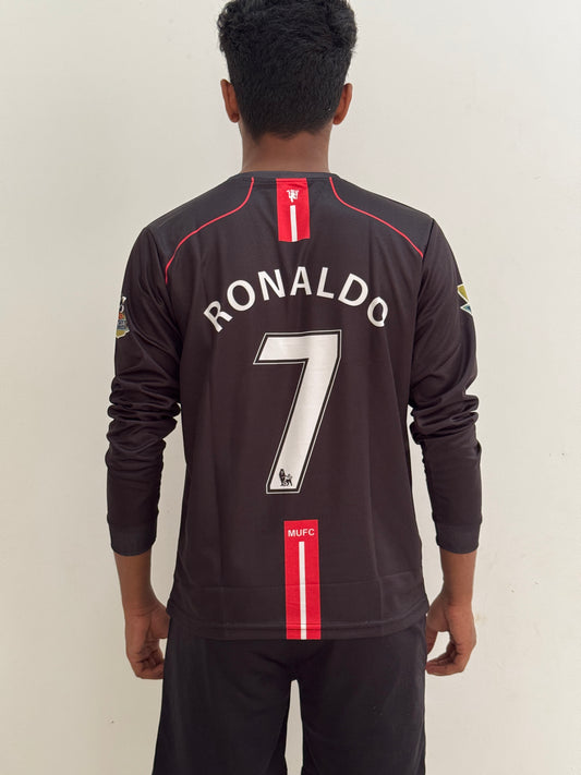 Manchester United 2007/08 Away Jersey Black  Full slevee Ronaldo #7