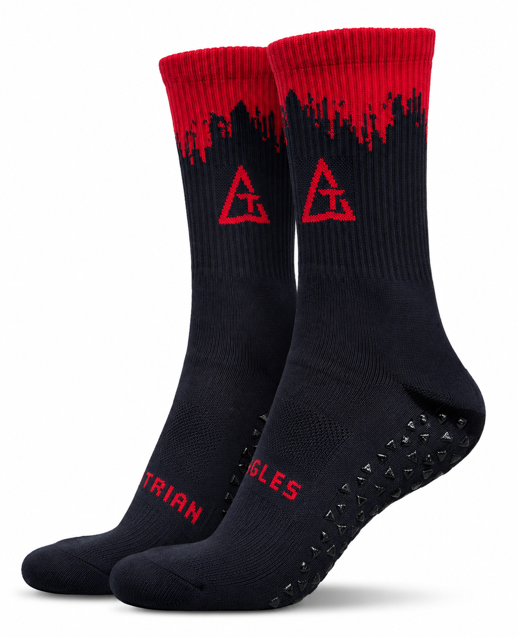 TRIANGLES GRIP SOCKS - BLACK/ RED
