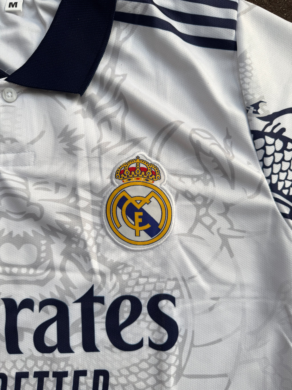 REAL MADRID POLO WHITE DRAGON-EMBROIDERY