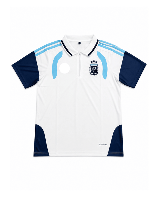 ARGENTINA 2026 TRAINING KIT - POLO (HALF SLEVEE ) ZIP -EMBROIDERY